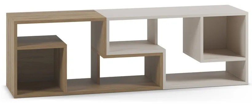 Fehér-natúr színű sarok TV-állvány tölgyfa dekorral 145x45x35 cm Glina – Marckeric