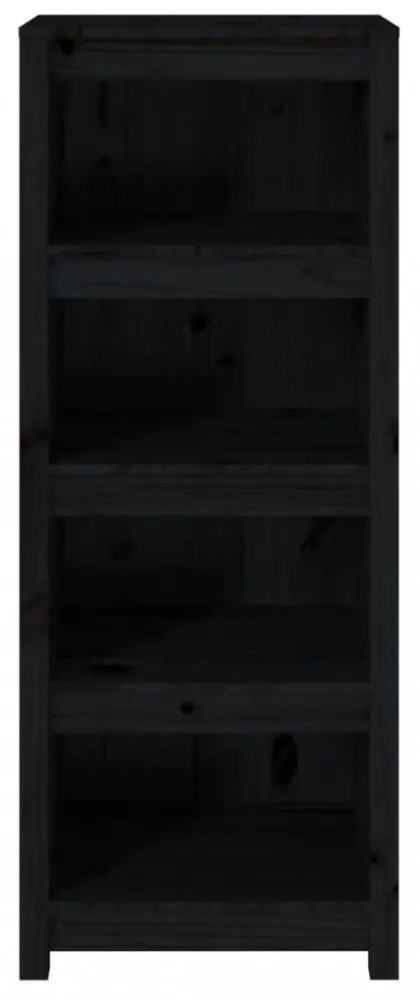 fekete tömör fenyőfa könyvszekrény 50x35x125,5 cm