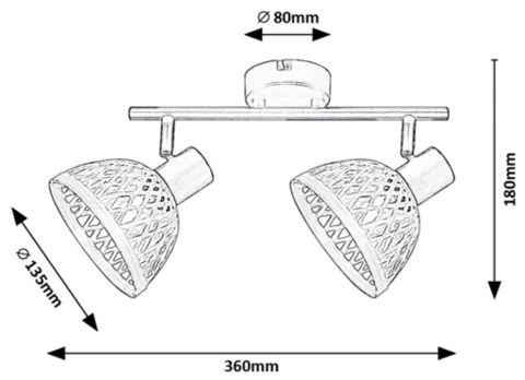 Rabalux 3134 - Spotlámpa RATTAN 2xE14/15W/230V rattan