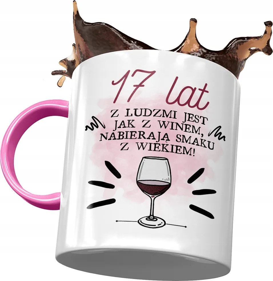 Rózsaszín Bögre Születésnapra 17 17. 17. Ajándék Nyomtatott Fotóval