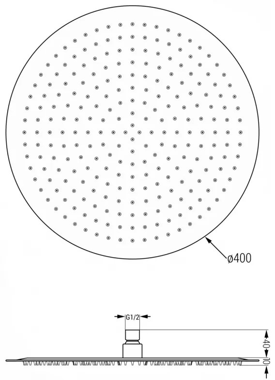 Mexen rozsdamentes acél zuhanyfej 40 cm, fekete, 79240-70