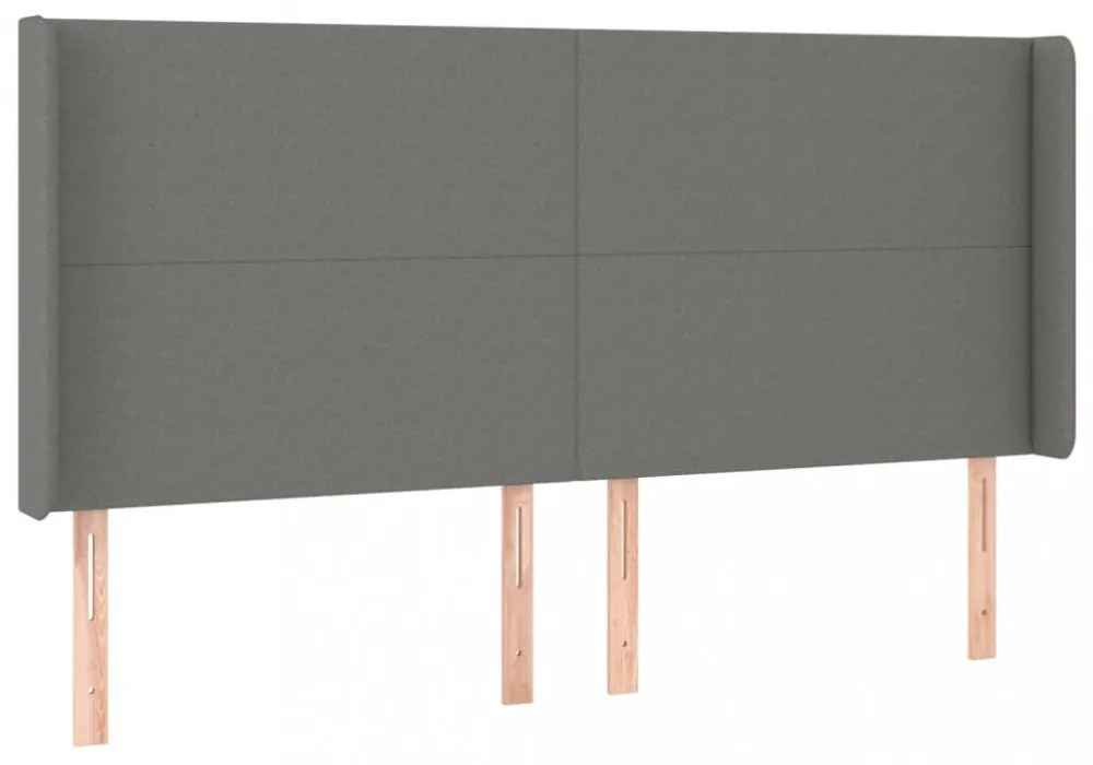 sötétszürke szövet fejtámla szárnyakkal 203x16x118/128 cm