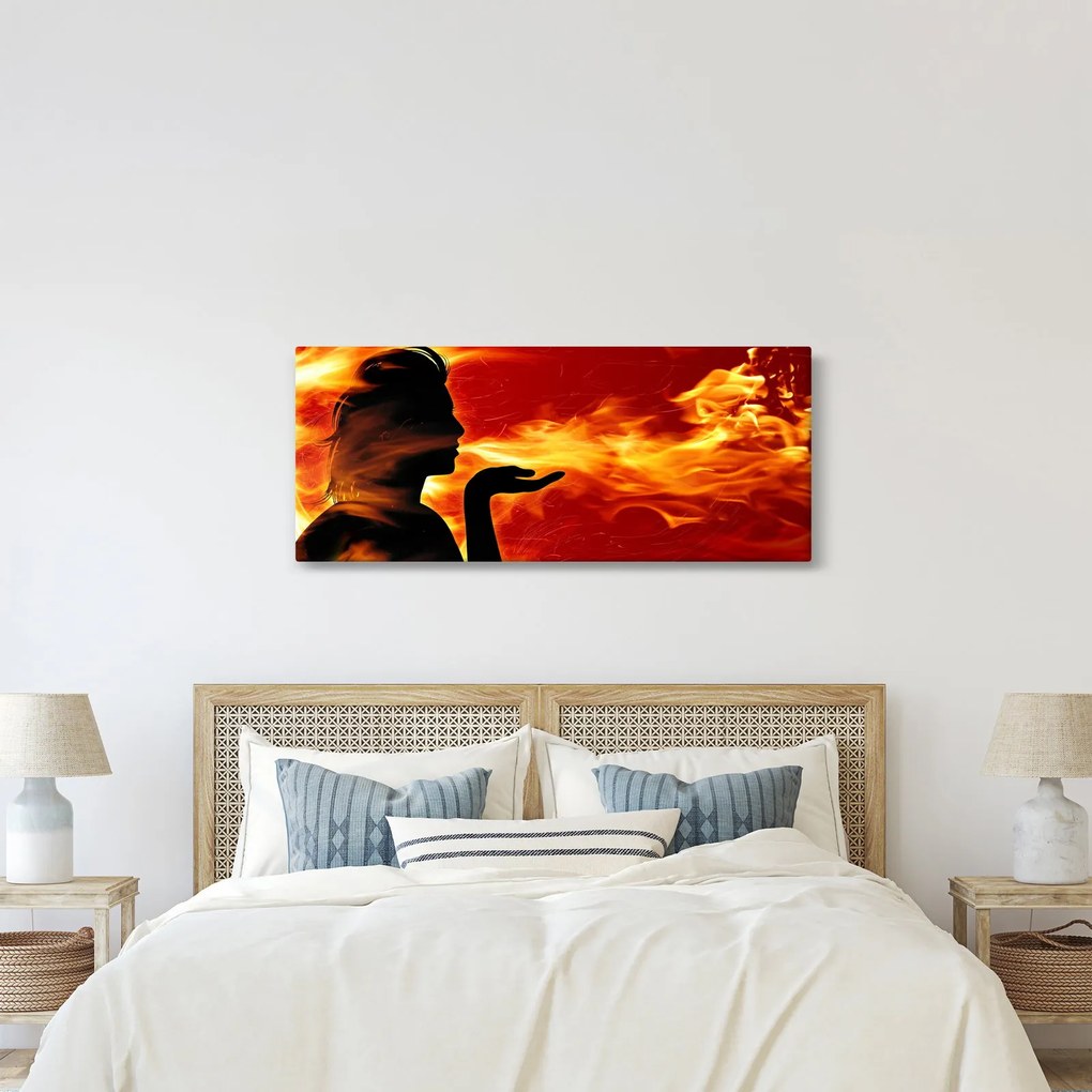 Egy nő képe lángokkal (120x50 cm)