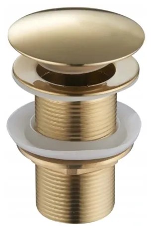 Mexen zárható mosdó kifolyó kerek, ClickClack, nagy dugó, túlfolyó nélkül, Arany, 79910-50