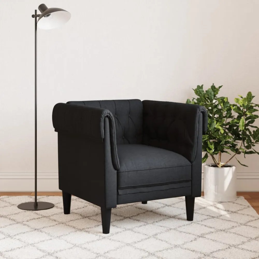 fekete szövet Chesterfield kanapé