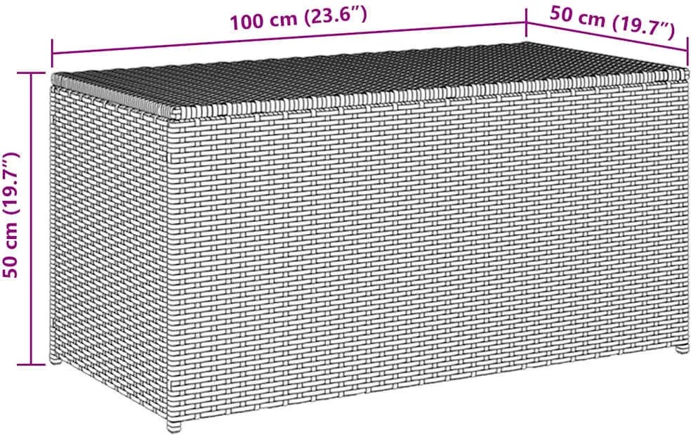 Fekete Polyrattan Kerti Tárolóláda 100 X 50 X 50 Cm