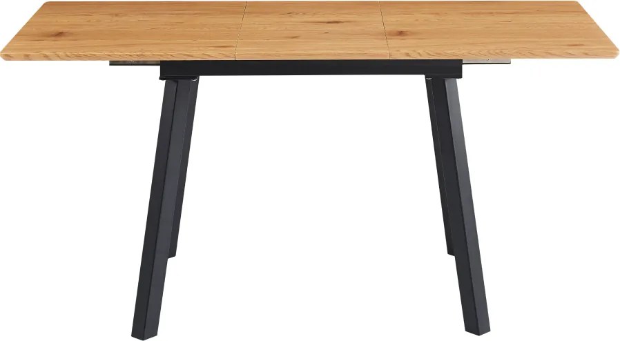 Kihúzható étkezőasztal, 120-160x80 cm, tölgy/fekete, DIRAN