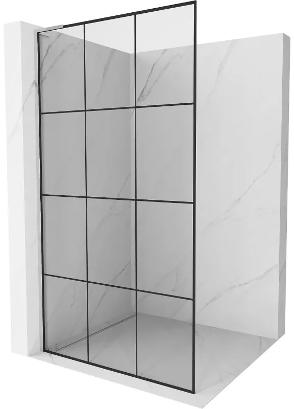 Mexen Kioto L, Walk-In zuhany paraván 120 x 200 cm, 8 mm átlátszó üveg fekete mintás, króm profil, 800-120-103-01-77
