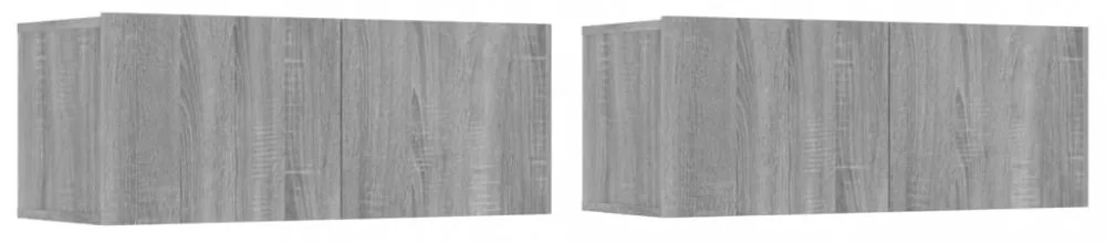 2 db szürke sonoma színű szerelt fa TV-szekrény 80 x 30 x 30 cm