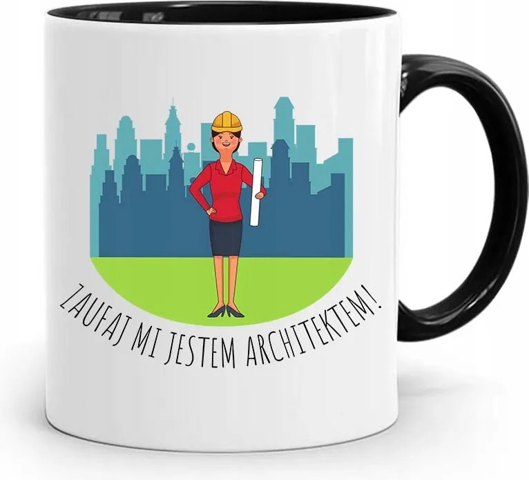 Bögre Fekete Építész Bízz Bennem Építész Vagyok, fényképes nyomtatással