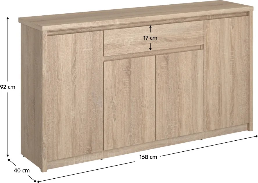 Komód, DTD laminált, tölgy sonoma, NORTY TYP 11