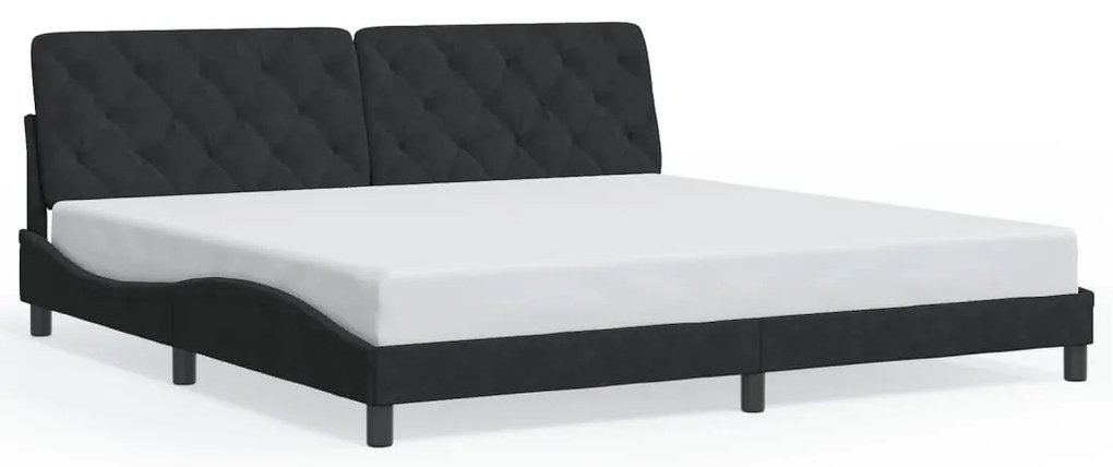 fekete bársony ágykeret LED-ekkel matrac nélkül 200 x 200 cm