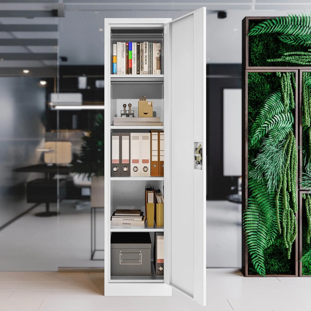 Fém iratszekrény ALEX, 450 x 1850 x 400 mm, fehér