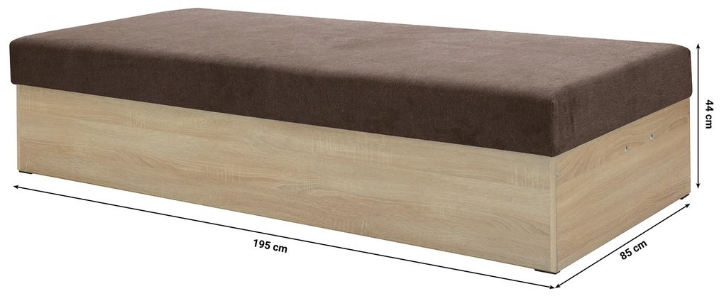 Egyszemélyes ágy (heverő) 85 cm Idona (barna) (ágyráccsal és matraccal) (tárolóhellyel). 1098587