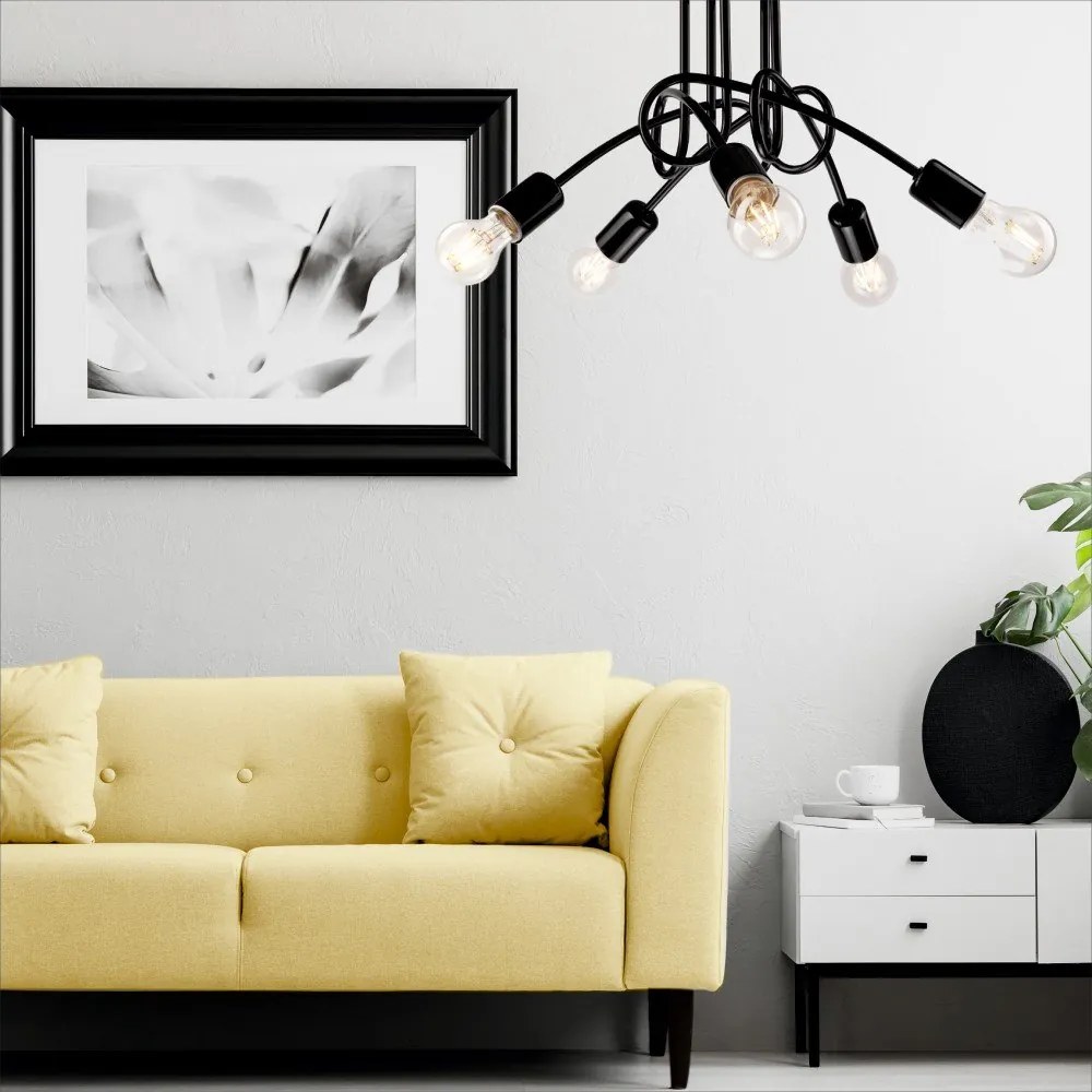 Fekete mennyezeti lámpa lámpabúra nélkül 46x46 cm Camilla – LAMKUR