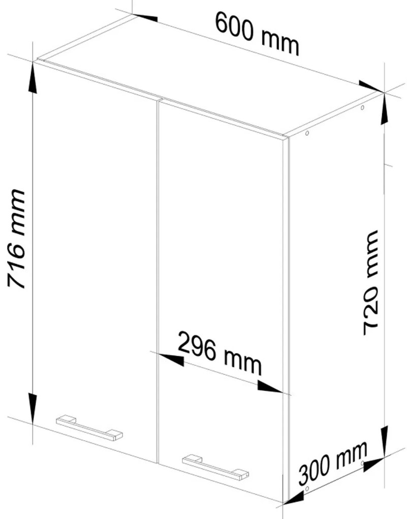 Konyhaszekrény OLIVIA W60 H720 - fehér/fehér fényű.