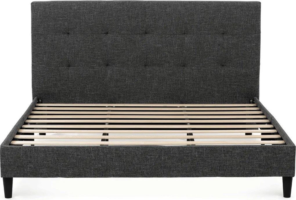 Kárpitozott franciaágykeret szürke szövet – BED-M180