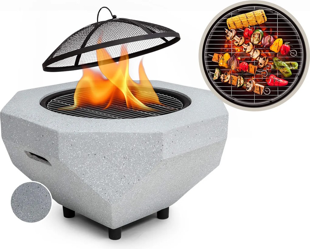 Blumfeldt Diamond, tűzrakóhely grillel, MGO és acél fedél, szikrafogó