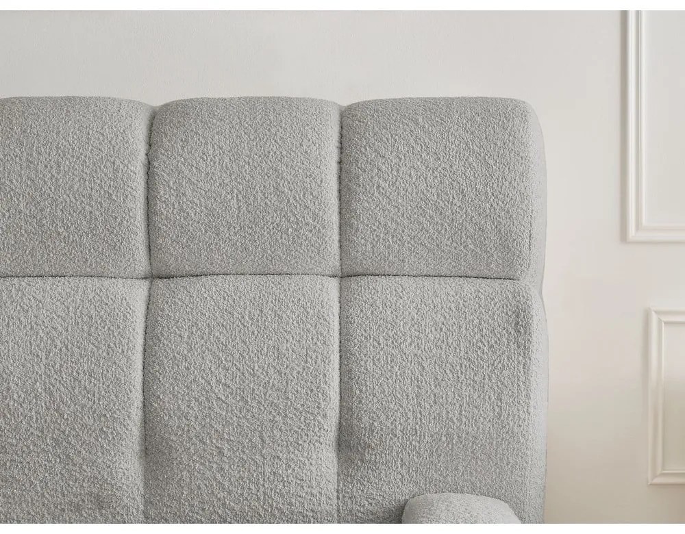 Világosszürke kárpitozott ágyneműtartós franciaágy ágyráccsal 160x200 cm Mont Blanc – Bobochic Paris