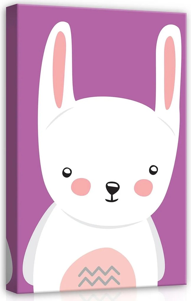Vászonkép falikép lila fehér nyúl rózsaszín 40x60