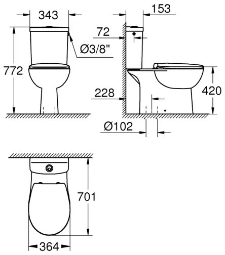 GROHE 39346000 - BAU álló WC, függőleges kifolyással, kerámia/fehér
