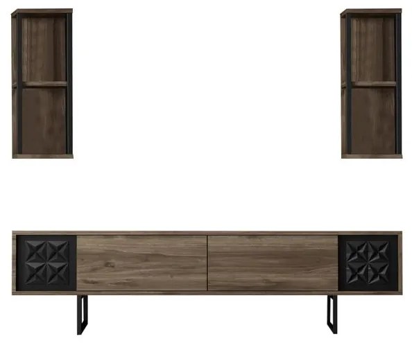 TV szekrény Black Line - Walnut, Black