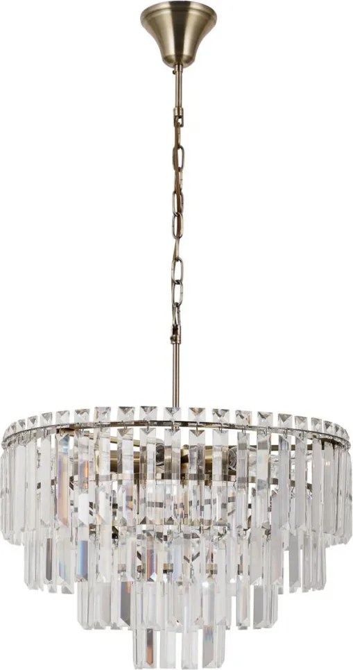 ITALUX PND-22320-9-ABR BUENA Kristály Függesztett Lámpa Antik Bronz, Átlátszó E14 IP20