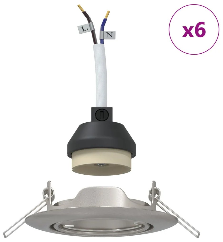 Beépített Spotlámpák 6 db Kerek GU10 Ezüst Ø90 mm Acél