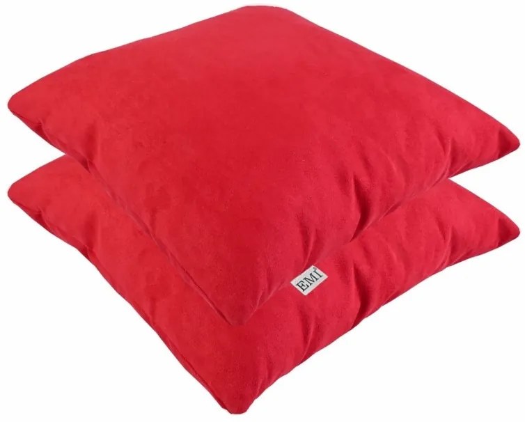 EMI vörös színű 40x40 cm velúr dekor párna, Párna 40x40 cm