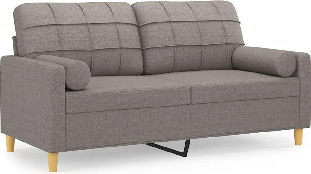 vidaXL 2 személyes tópszínű szövet kanapé díszpárnákkal 140 cm