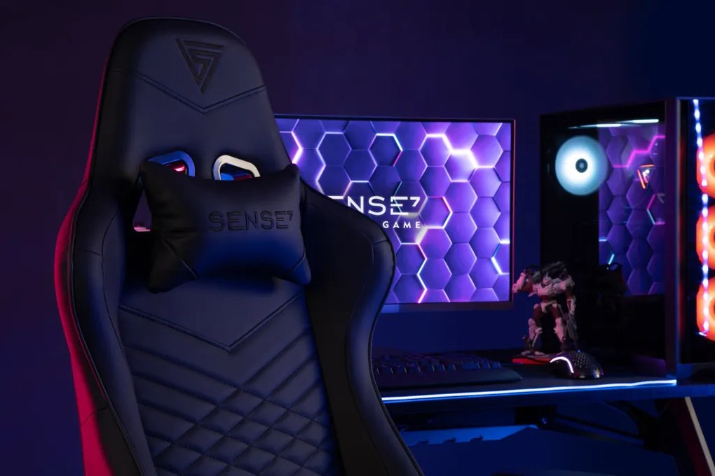 Gamer szék SENSE7 Spellcaster szövet fotel, fekete-piros.