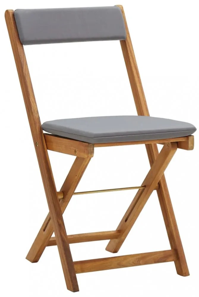 3 darabos összecsukható tömör akácfa bisztrószett párnákkal