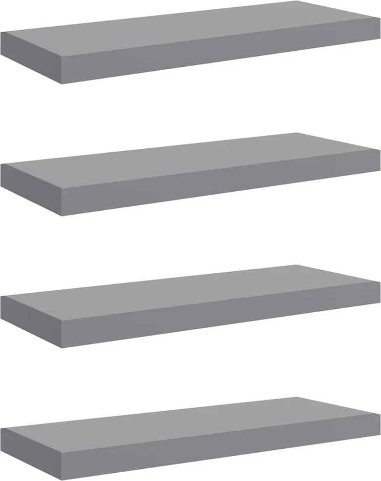 vidaXL 4 db szürke MDF lebegő fali polc 60 x 23,5 x 3,8 cm