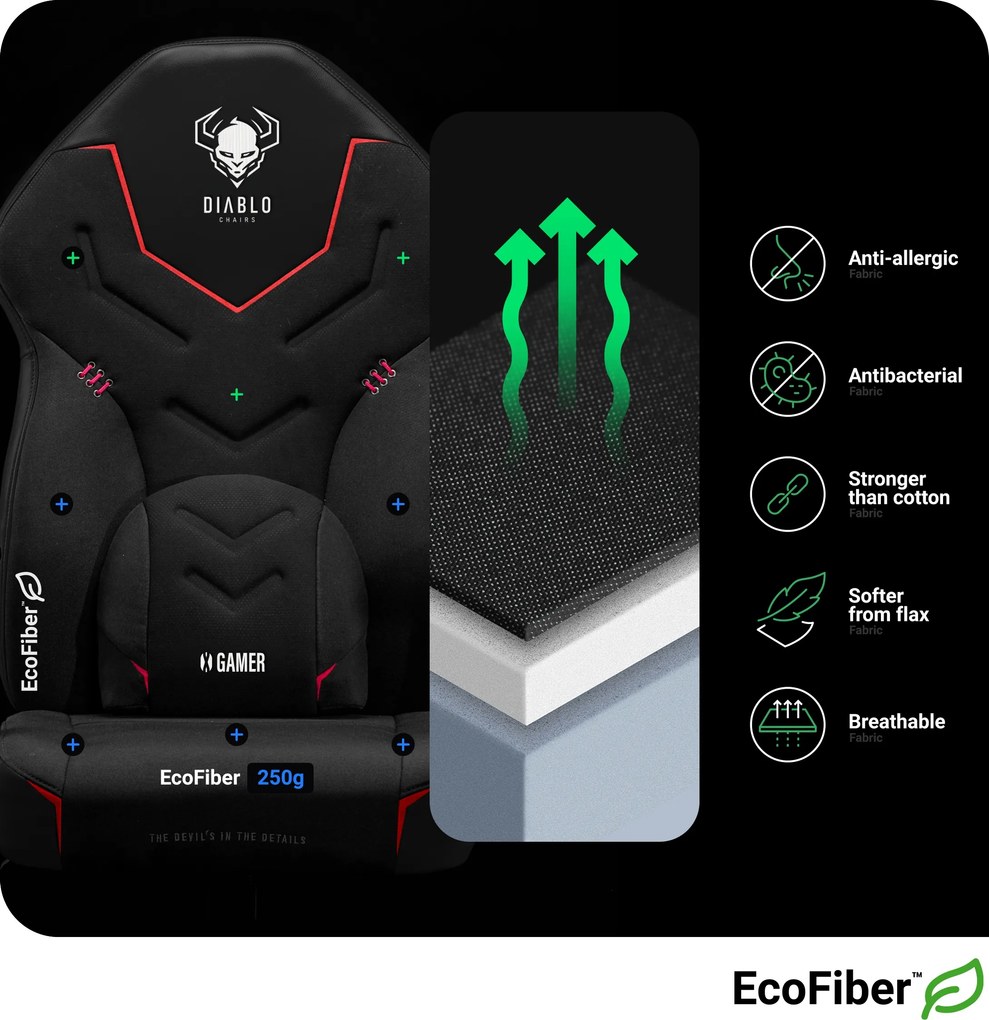 Gamer szék műbőr Normal Size, fekete-szürke: Diablo X-Gamer 2.0 Dark Obsidian