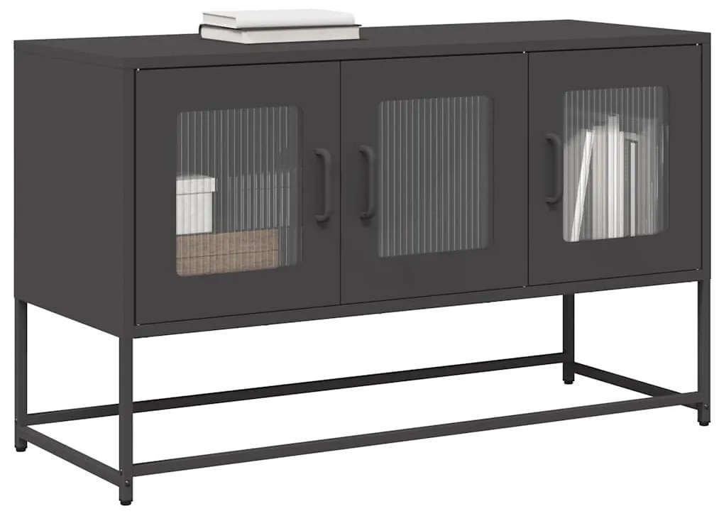 fekete hidegen hengerelt acél TV-szekrény 100,5x39x60,5 cm