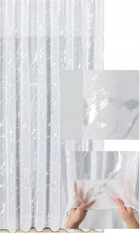 Függöny Wave szalaggal Hullám Függöny Batyst Fehér Ezüst Díszítés Sz.400x230