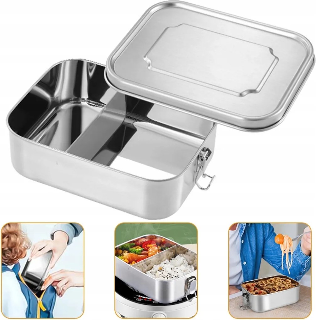 Ökológiai Uzsonnás doboz Dupla rozsdamentes acél csattal Biztonságos