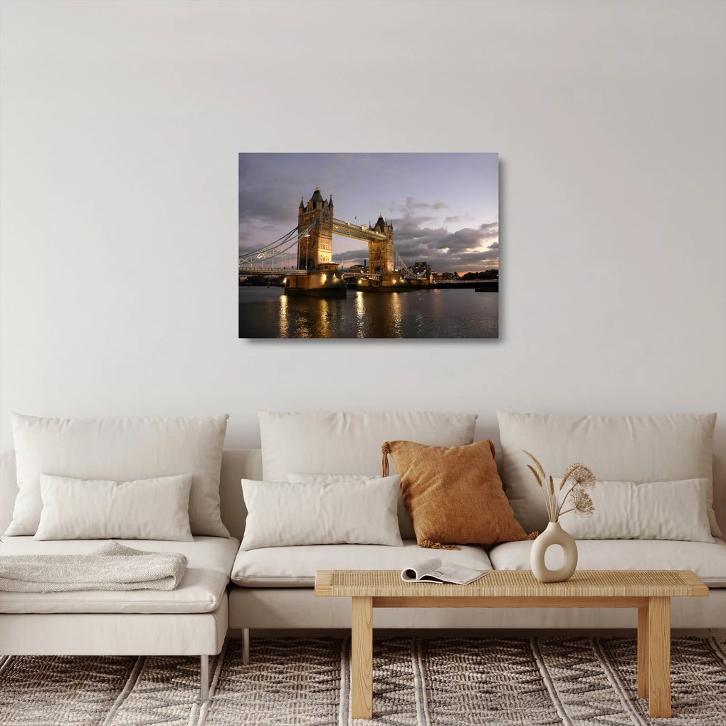 Üveg kép - Tower Bridge éjszaka (70x50 cm)