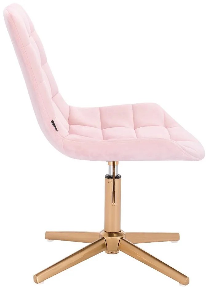 HR590CROSS Púderrózsaszín modern velúr szék arany lábbal
