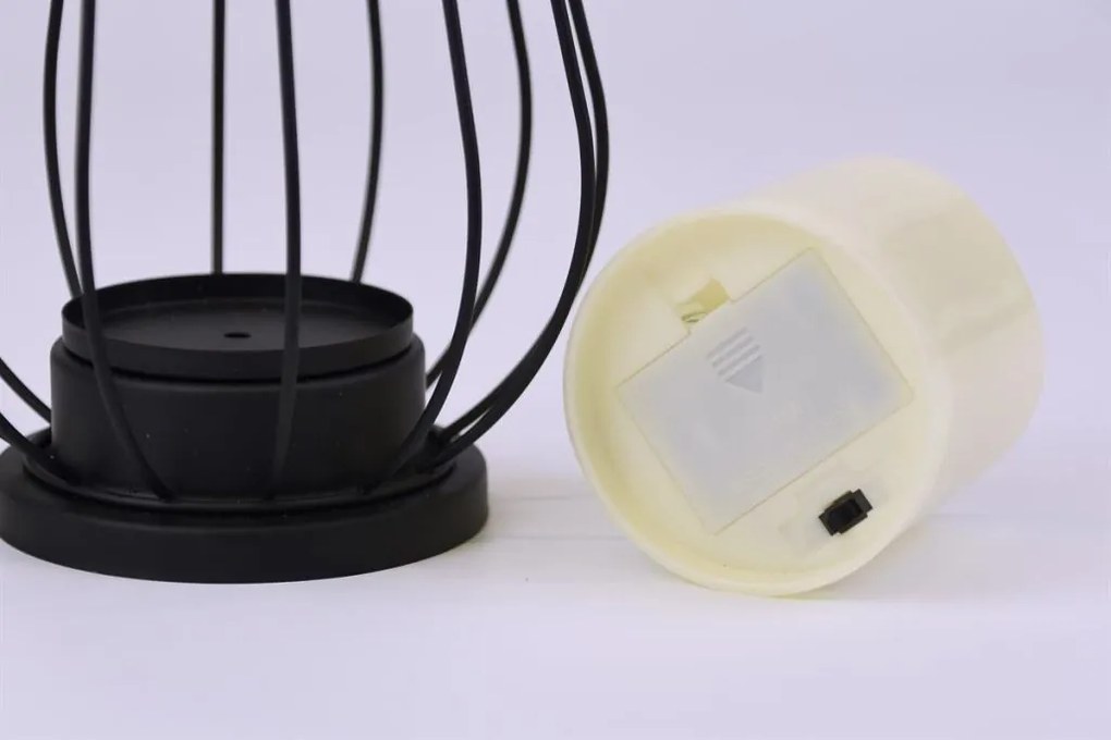 Fém gyertyatartó LED gyertya meleg fehér fekete/fehér