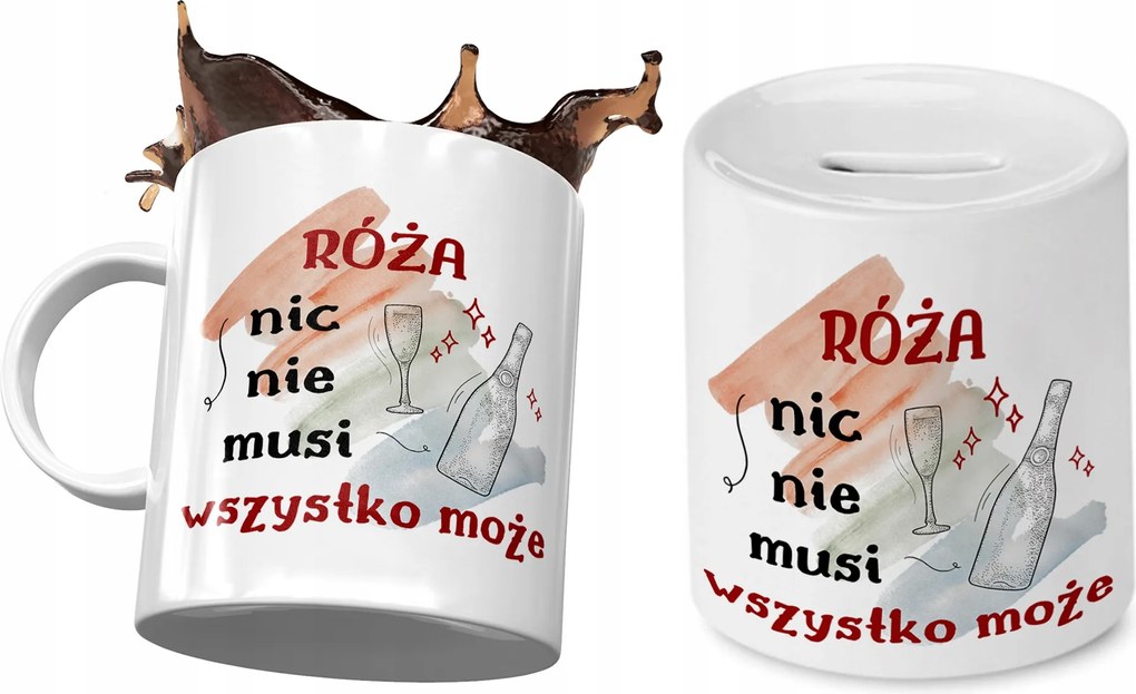 Rózsa Bögre Ajándék Persely Szett Nyomtatott Fotóval