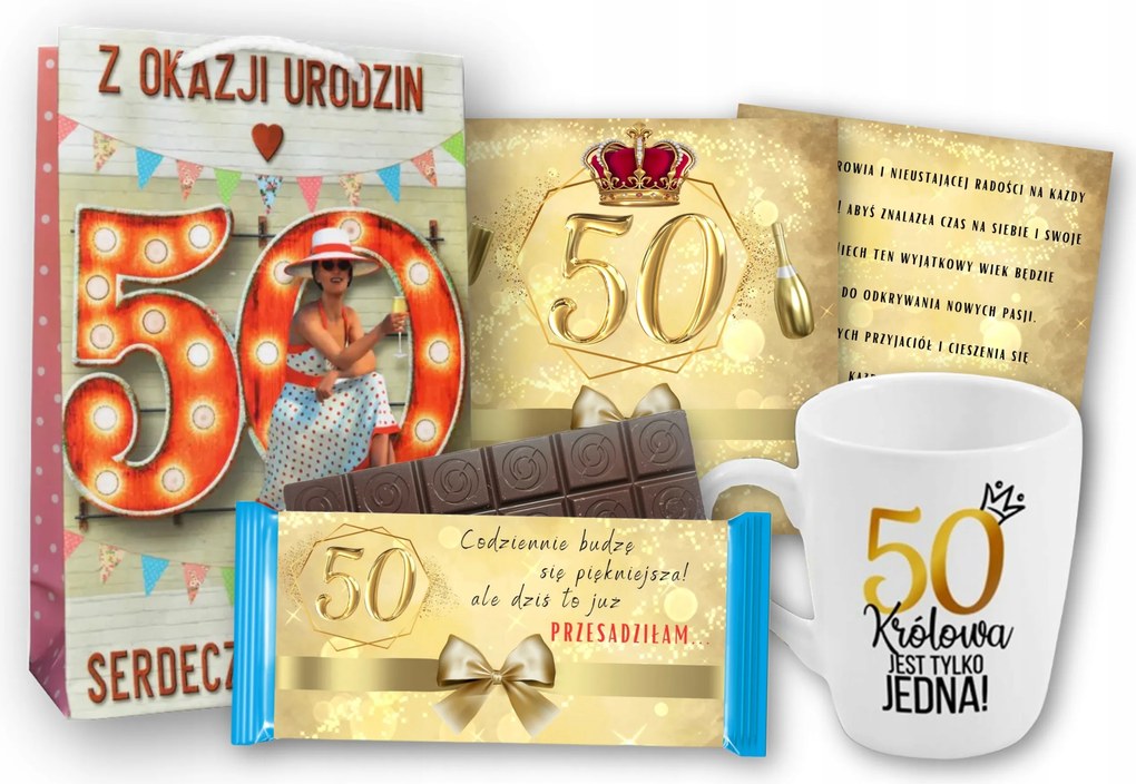 Ajándék nőknek 50. születésnapra! Bögre Csokoládé Kézitáska