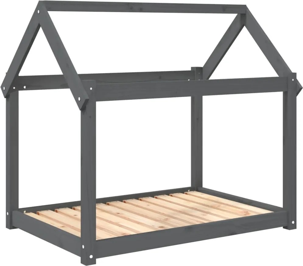 vidaXL szürke tömör fenyőfa kutyaágy 101x70x90 cm