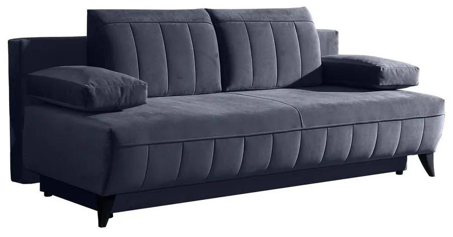 2 személyes ágyneműtartós kanapé, ágyazható, sötétszürke - GRACE