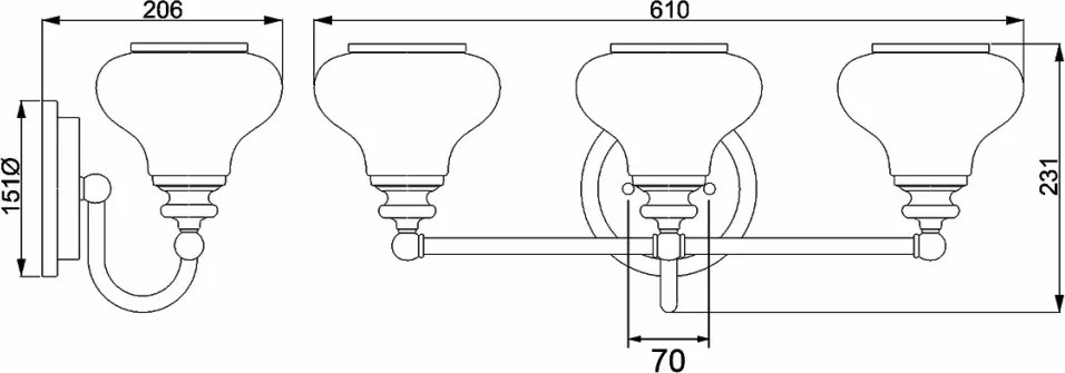 Hinkley Ainsley HK-AINSLEY3-BATH-BB Fali lámpa 3x3.5W/G9 IP44