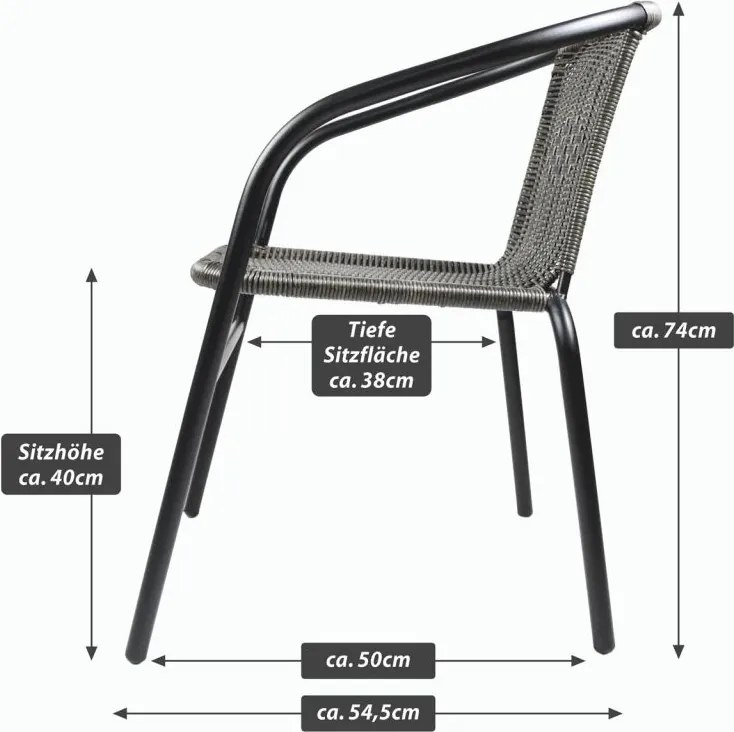 Kerti bisztrószék egymásba rakható sötétszürke