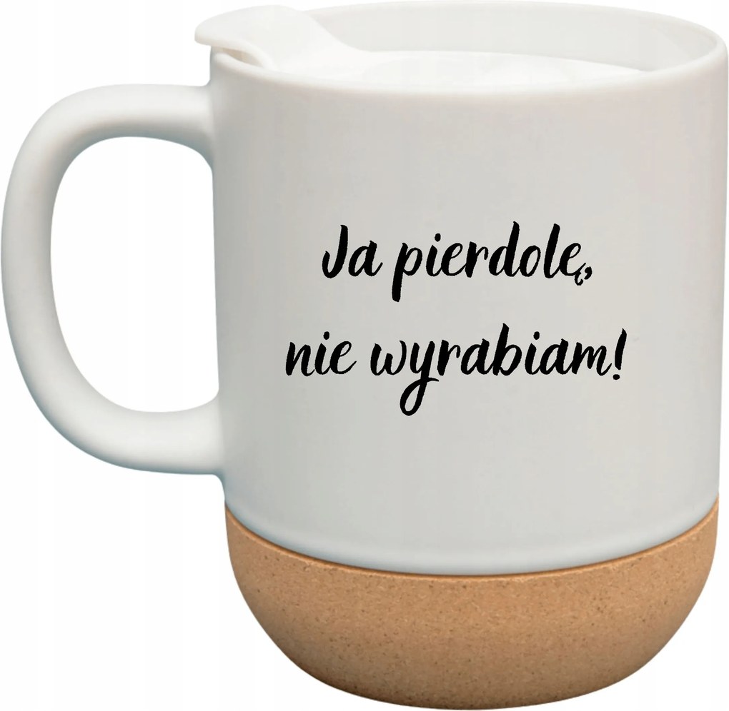 Fehér Bögre Fedéllel És Parafa Aljjal Ajándékba Nem Készítek