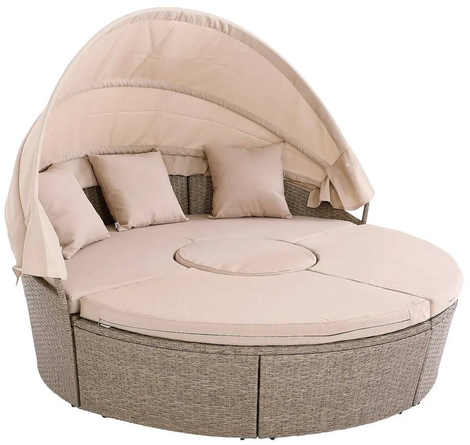 Deuba Rattan kerti ágy LAZY Ø185 cm - krém
