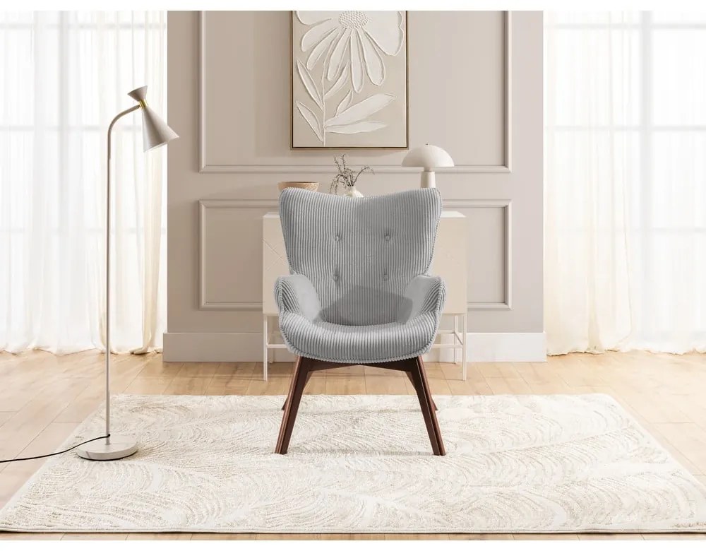 Szürke kordbársony fotel Niko – Ropez