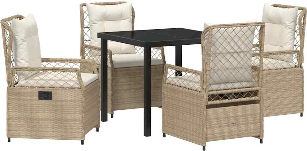 vidaXL Kert étkező szett 5 pcs Beige és Krémszínű polirattan